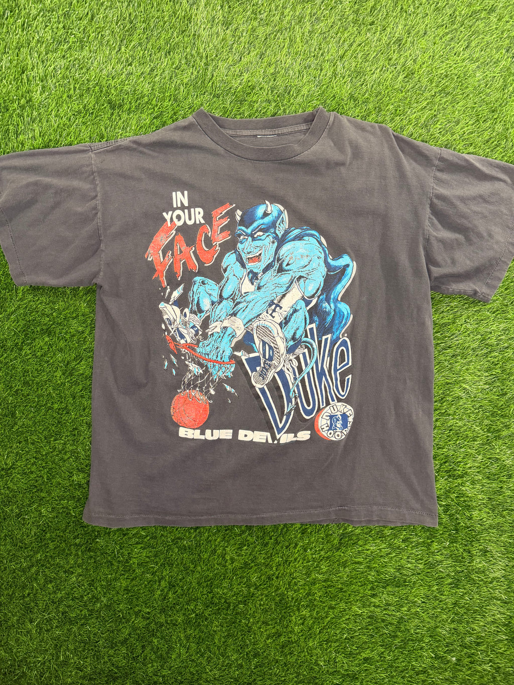 Vintage Duke Blue Devils Basketball Mascot "In Your Face" Tshirt