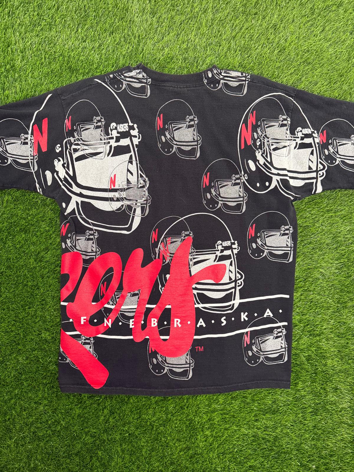 Vintage Nebraska Cornhuskers Helmet AOP Tshirt