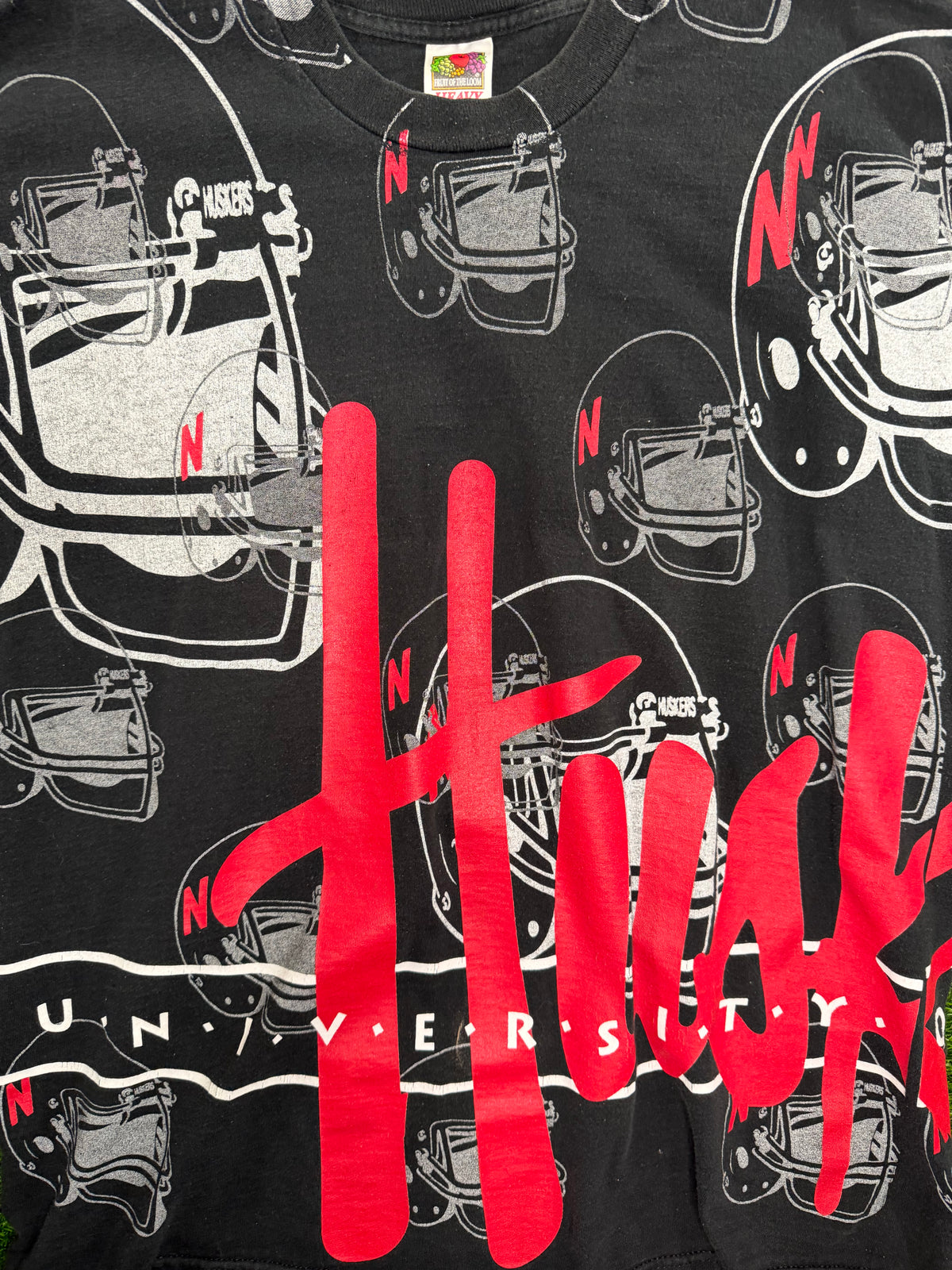 Vintage Nebraska Cornhuskers Helmet AOP Tshirt