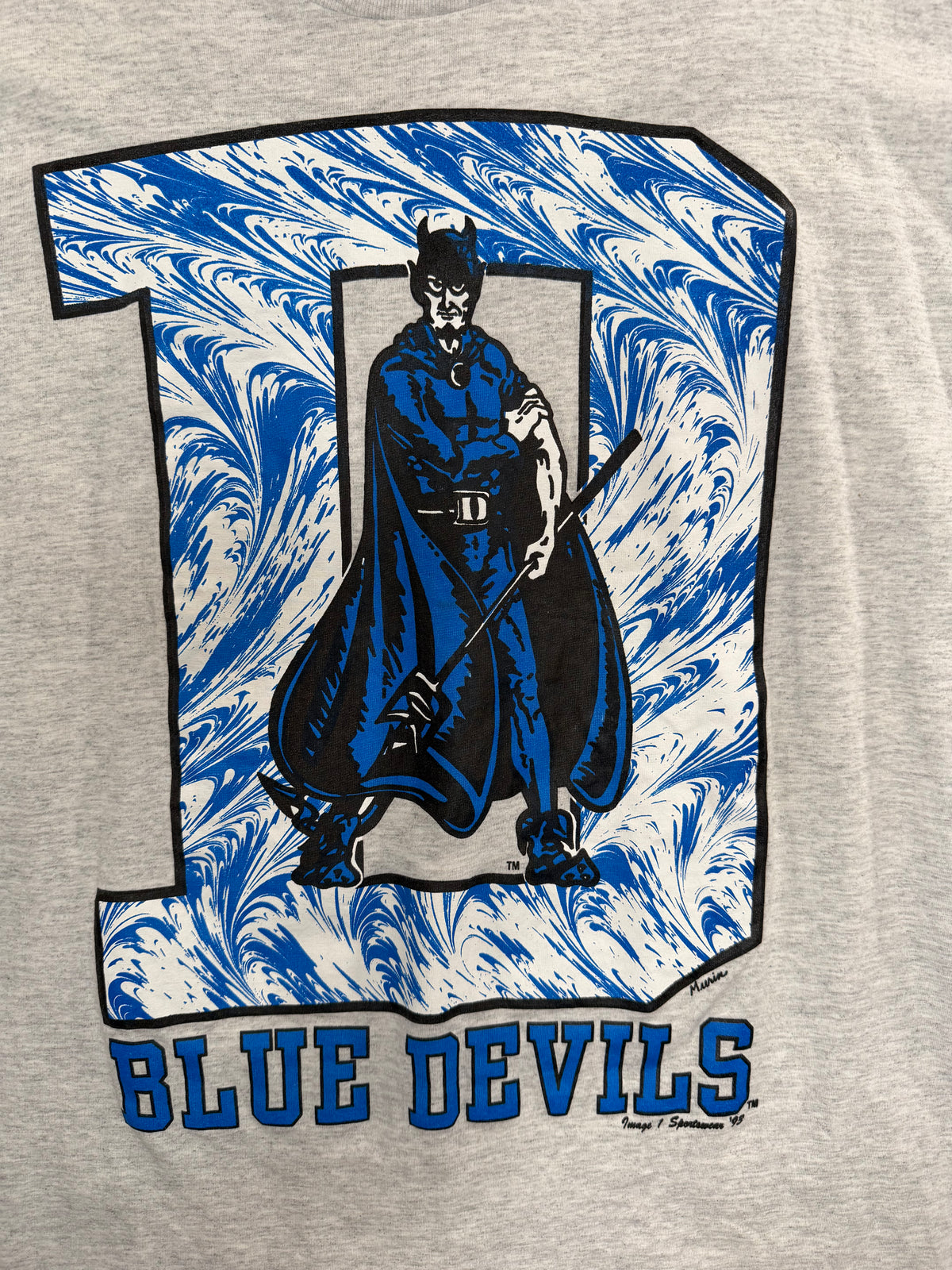 Vintage Duke Blue Devils Mascot Ringer Tshirt