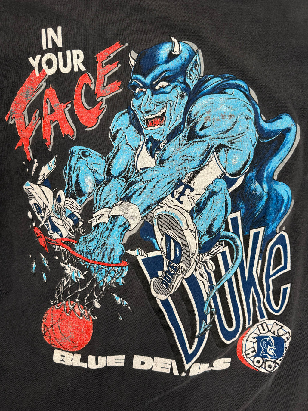 Vintage Duke Blue Devils Basketball Mascot "In Your Face" Tshirt