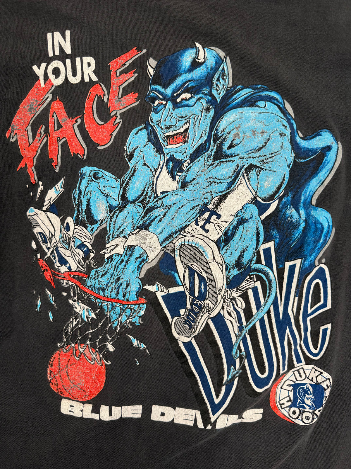 Vintage Duke Blue Devils Basketball Mascot "In Your Face" Tshirt