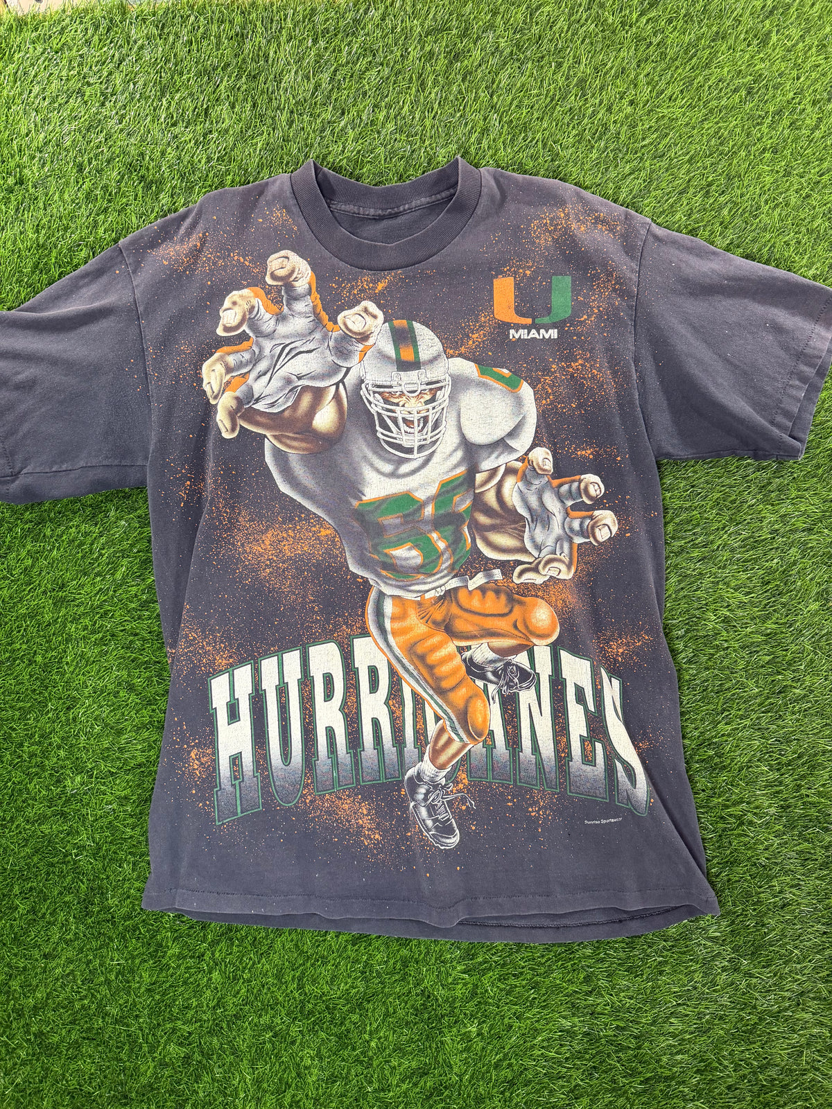 Vintage Sunrise Sportswear Miami Hurricans Football Player AOP
