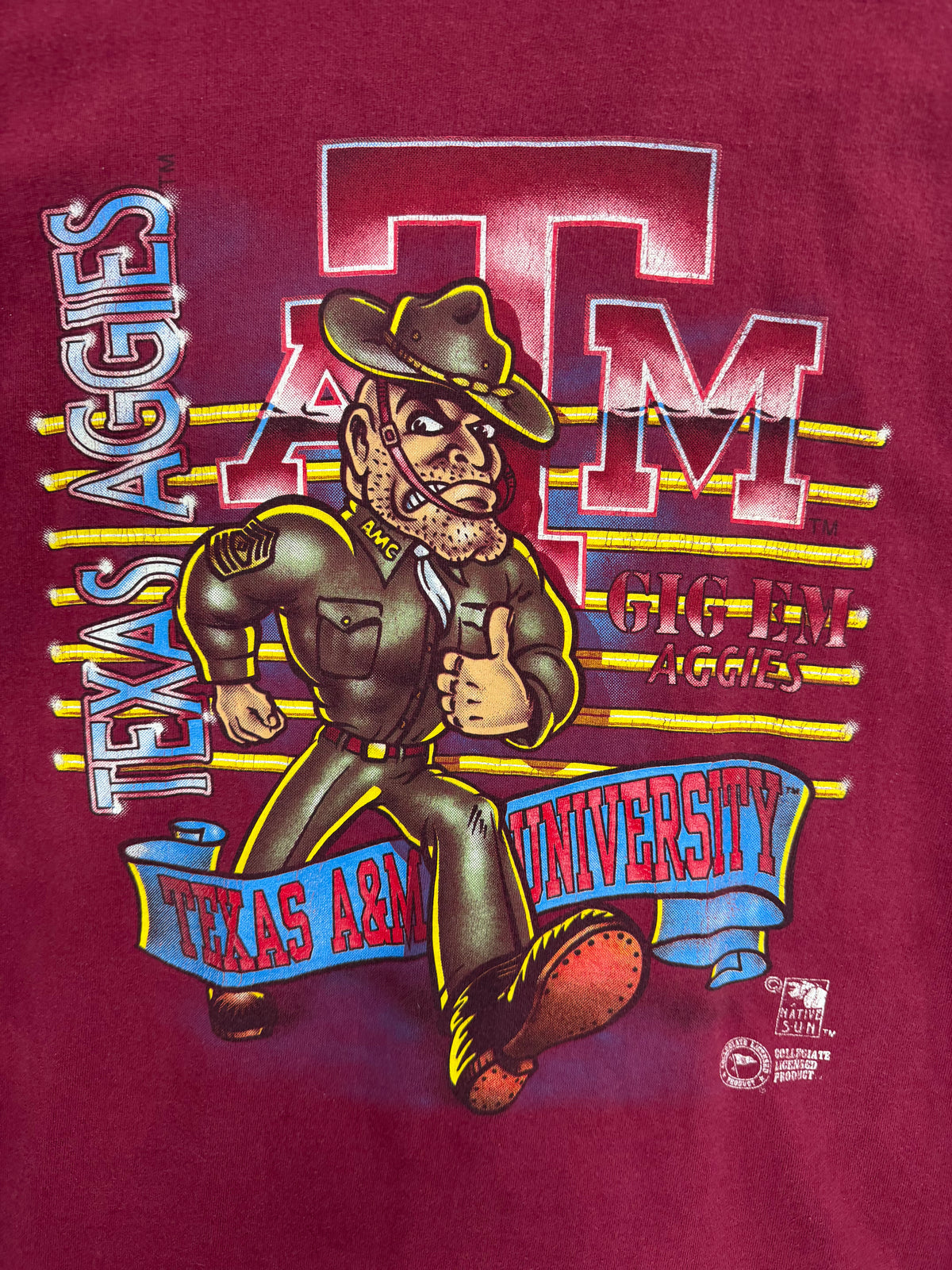 Vintage Native Sun Texas A&M Aggies Mascot Tshirt