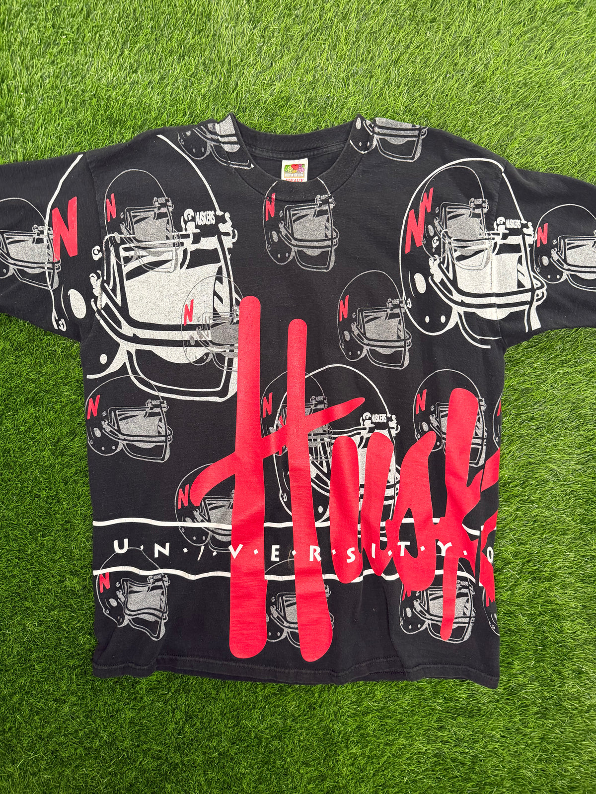 Vintage Nebraska Cornhuskers Helmet AOP Tshirt